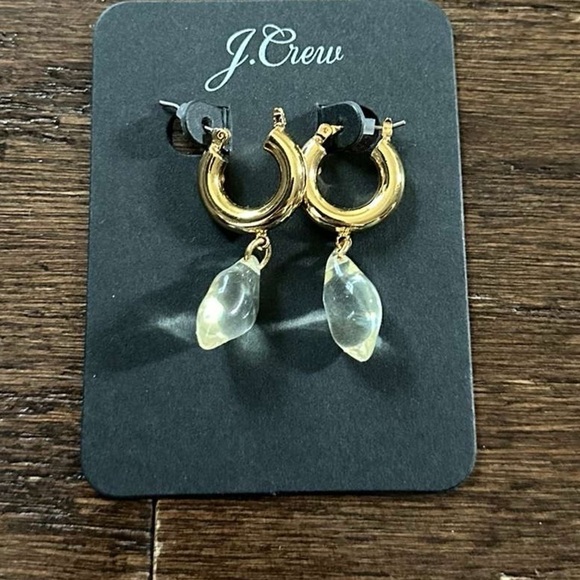 J.Crew-Hoop huggie drop earrings-new - Picture 2 of 9